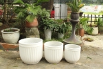 Set Of 3 Luxury Round Striped Medium Planter