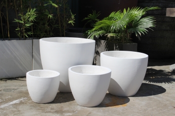 Set Of 4 Luxury Fiber Concrete Egg Planter