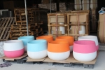 Set Of 3 Concrete Round Tulip Pots