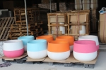 Set Of 3 Concrete Round Tulip Pots