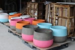 Set Of 3 Concrete Round Tulip Pots