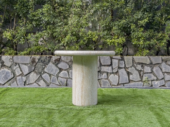 Travertine Round Concrete Coffee Table