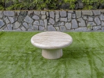 Travertine Base Round Concrete Coffee Table