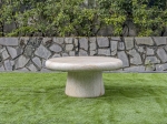 Travertine Base Round Concrete Coffee Table