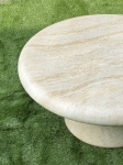 Travertine Base Round Concrete Coffee Table