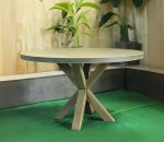 X-Design Wood Leg Round Concrete Dining Table 54″